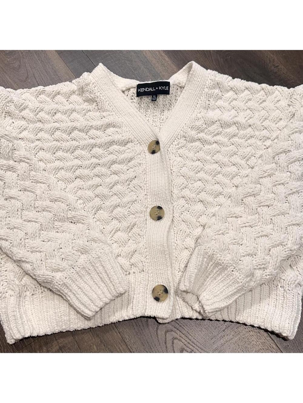 KENDALL + KYLIE Women's White and Cream Cardigan